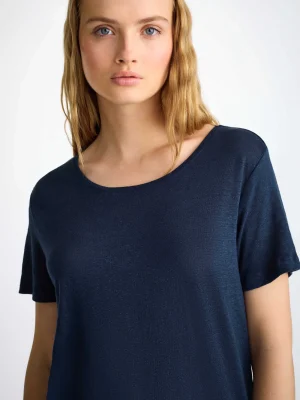 Derek Rose Crew Neck T-Shirts|View All>T-Shirt Navy Blue