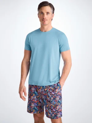 Derek Rose Crew Neck T-Shirts|View All>T-Shirt Ocean Blue