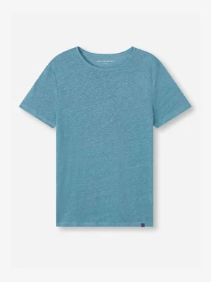Derek Rose Linen T-Shirts|View All>T-Shirt Steel Blue