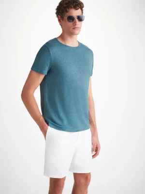 Derek Rose Linen T-Shirts|View All>T-Shirt Steel Blue
