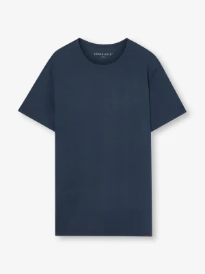 Derek Rose Crew Neck T-Shirts|View All>T-Shirt Navy Blue