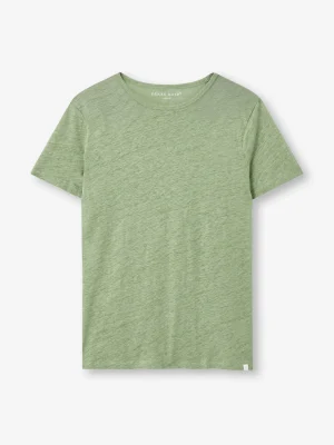 Derek Rose Linen T-Shirts|View All>T-Shirt Sage Green