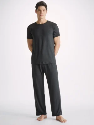 Derek Rose Sets|View All>T-Shirts And Lounge Trousers Set Anthracite