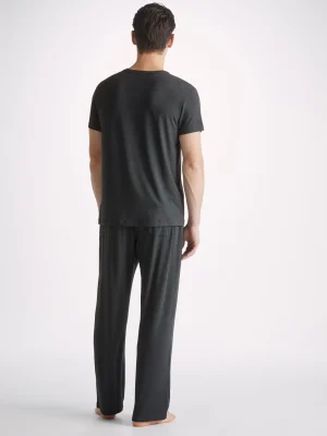 Derek Rose Sets|View All>T-Shirts And Lounge Trousers Set Anthracite