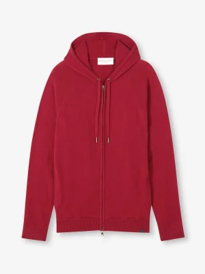 Derek Rose Hoodies|View All>Zip Up Hoodie Cardinal Red