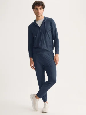 Derek Rose T-Shirt & Tops|View All>Zip Up Hoodie Navy Blue