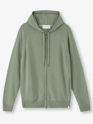 Derek Rose Hoodies|View All>Zip Up Hoodie Sage Green