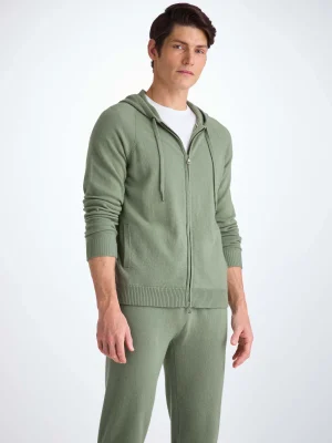 Derek Rose Hoodies|View All>Zip Up Hoodie Sage Green