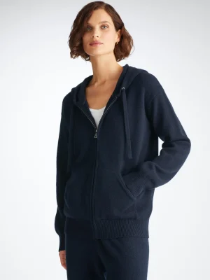 Derek Rose Hoodies|View All>Zip Up Hoodie Navy Blue